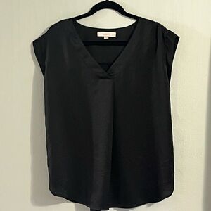 LOFT Black Cap Sleeve Blouse